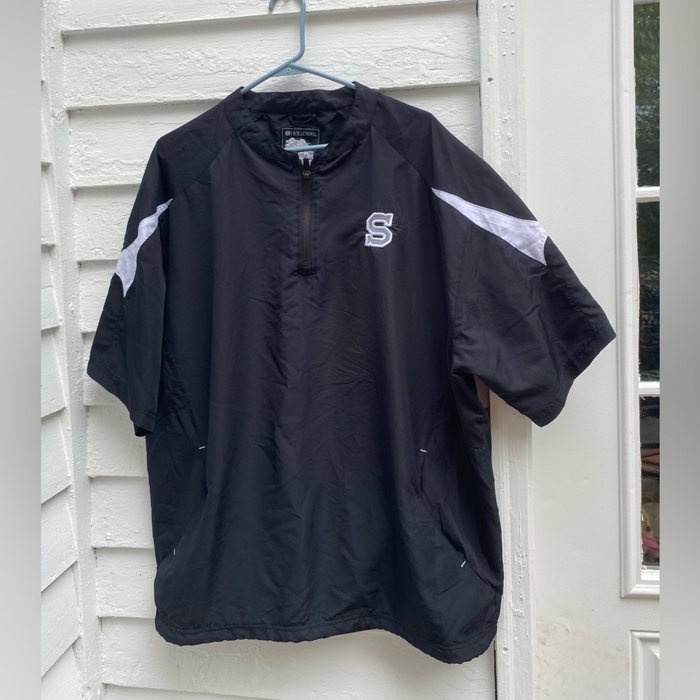 Holloway Black Polyester Baseball Softball Sports Sporty Short Sleeve Jacket